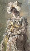 Mikhail Vrubel, Portrait of Nadezhda zabela-Vrubel.the Artist's wife,wearing an empire-styles summer dress made to his design